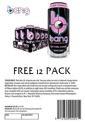 Coupon for Free 12 Pack of Bang - Cotton Candy