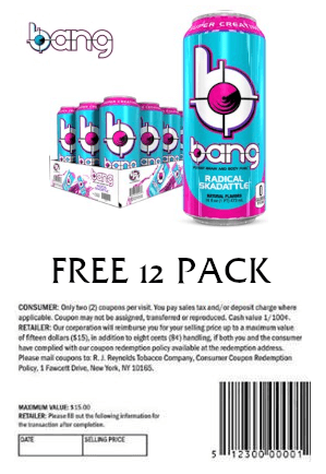 Coupon for Free 12 Pack of Bang - Radical Skadattle
