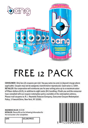 Coupon for Free 12 Pack of Bang - Rainbow Unicorn