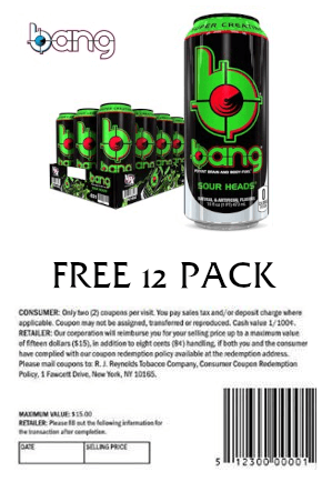 Coupon for Free 12 Pack of Bang - Sour Heads
